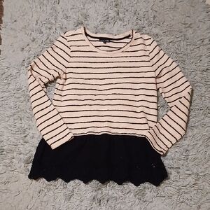 RXB Cream and Black Striped Top